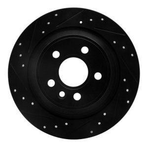 Ford Focus RS Brake Rotor (1) - Rear Left - R1 Concepts - Drilled & Slotted - Black - `09-`15